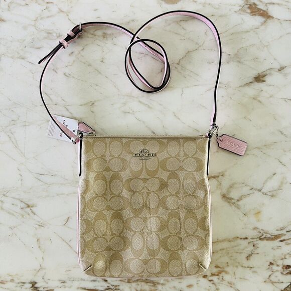 COACH Light Khaki Petal Signature Canvas Messenger Crossbody Bag - Picture 1 of 14